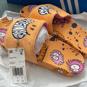 Men's Adidas x Kevin Lyons Adilette Slides Hazy Orange GY5768 - Size 8